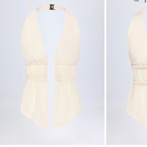 Cream Semi Sheer Cut Out Halter Top